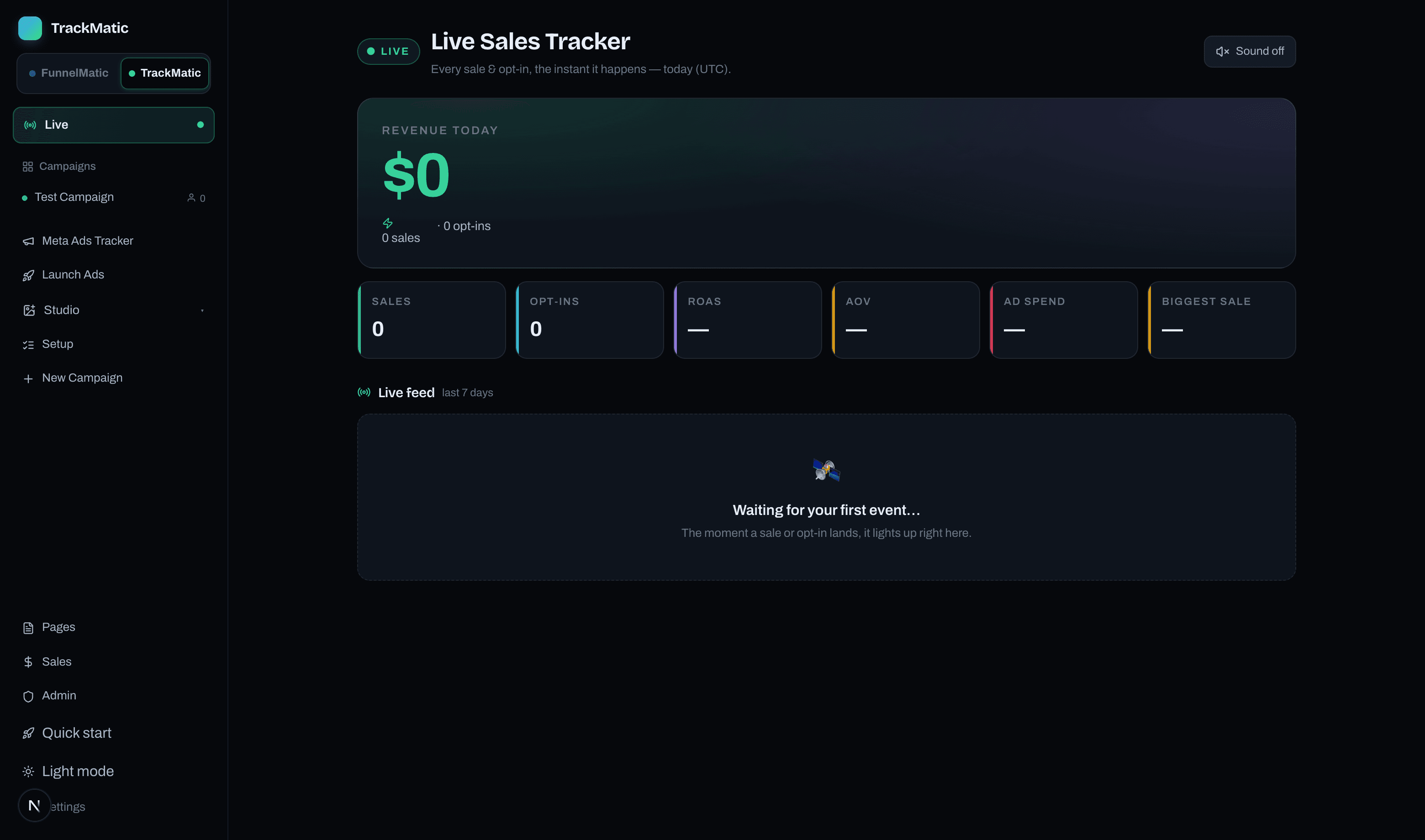 The live sales tracker
