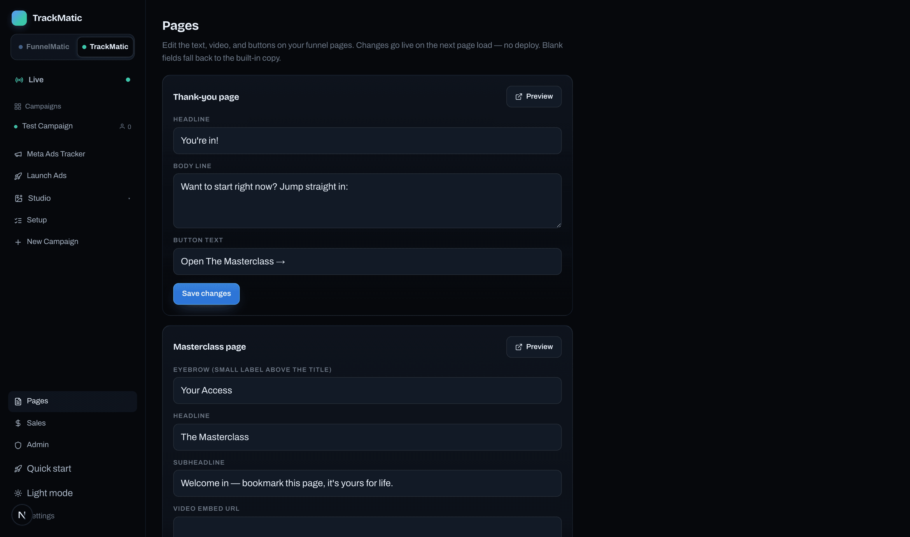Edit pages like texts